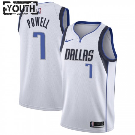 Dallas Mavericks Dwight Powell 7 Nike 2022-23 Association Edition Valkoinen Lasten Pelipaidat Swingman